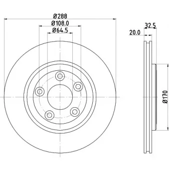 Jeu de 2 disques de frein arrière HELLA 8DD 355 106-831