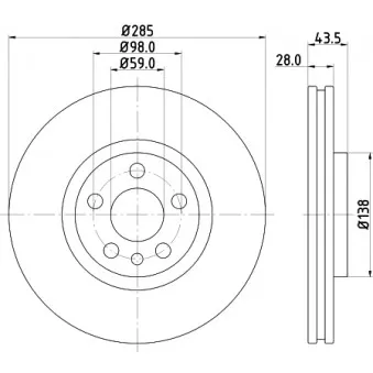 Jeu de 2 disques de frein avant HELLA 8DD 355 108-761
