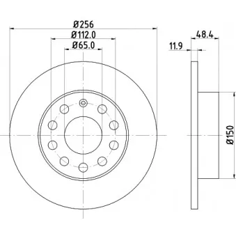 Jeu de 2 disques de frein arrière HELLA 8DD 355 109-641