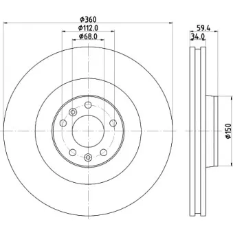 Jeu de 2 disques de frein avant HELLA 8DD 355 109-851