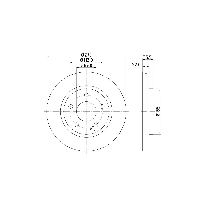 Jeu de 2 disques de frein avant HELLA 8DD 355 110-231