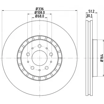 Jeu de 2 disques de frein avant HELLA 8DD 355 110-591