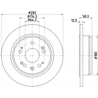 Jeu de 2 disques de frein arrière HELLA 8DD 355 112-451