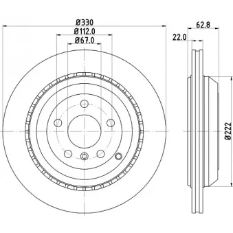Jeu de 2 disques de frein arrière HELLA 8DD 355 113-231