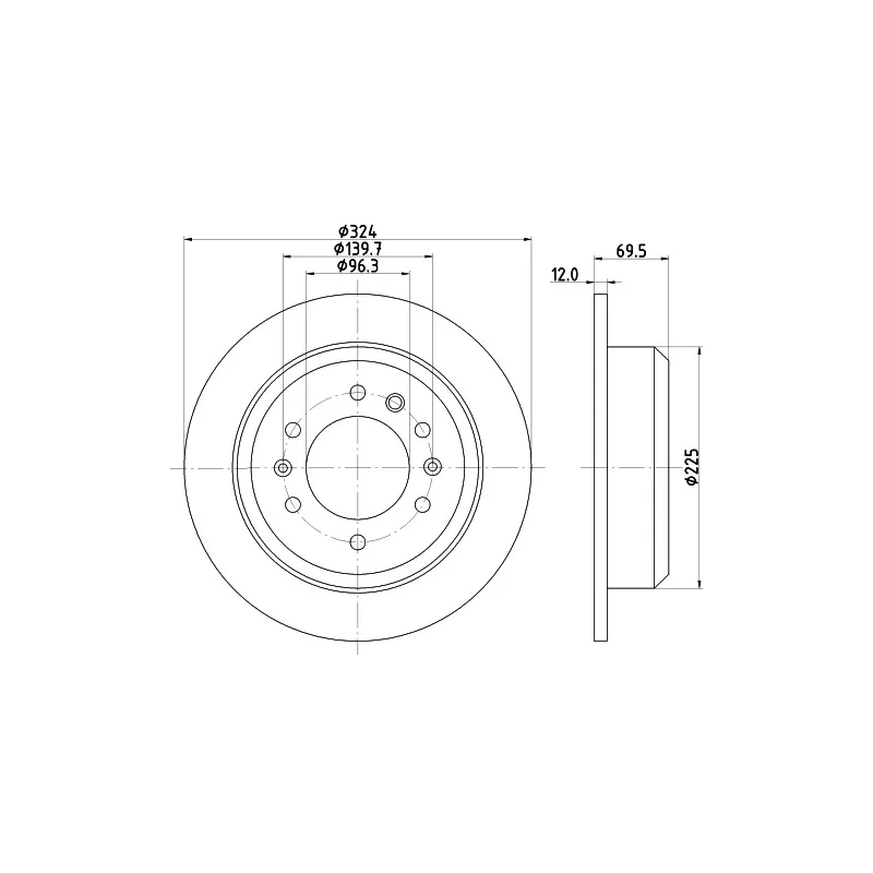 Jeu de 2 disques de frein arrière HELLA 8DD 355 114-041