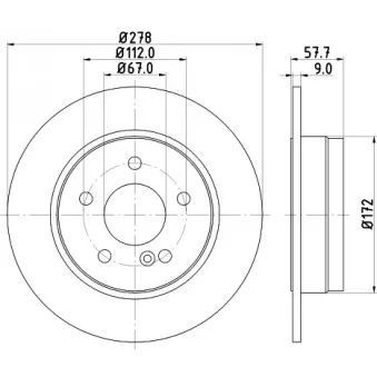 Jeu de 2 disques de frein arrière HELLA 8DD 355 114-181