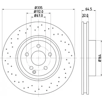 Jeu de 2 disques de frein avant HELLA 8DD 355 115-011