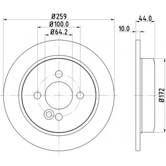 Jeu de 2 disques de frein arrière HELLA 8DD 355 115-261