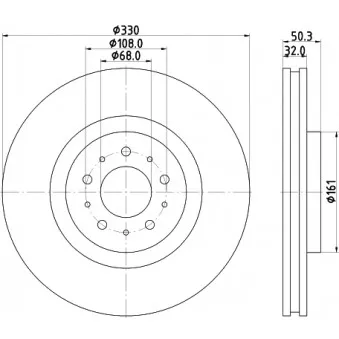 Jeu de 2 disques de frein avant HELLA 8DD 355 115-591