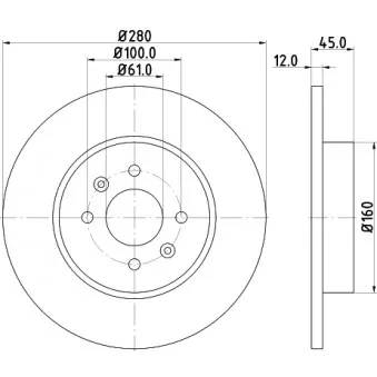 Jeu de 2 disques de frein arrière HELLA 8DD 355 115-811