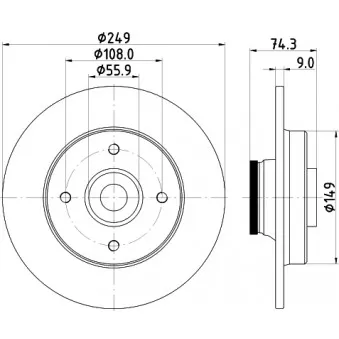 Jeu de 2 disques de frein arrière HELLA 8DD 355 116-081