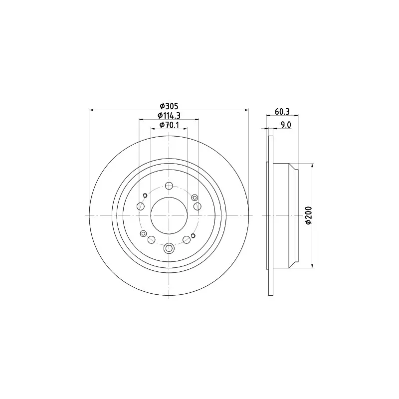 Jeu de 2 disques de frein arrière HELLA 8DD 355 116-111