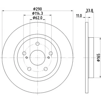 Jeu de 2 disques de frein arrière HELLA 8DD 355 116-121