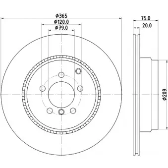 Jeu de 2 disques de frein arrière HELLA 8DD 355 116-961