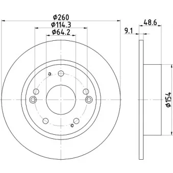Jeu de 2 disques de frein arrière HELLA 8DD 355 117-091