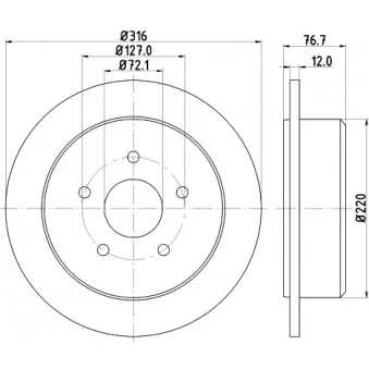 Jeu de 2 disques de frein arrière HELLA 8DD 355 117-101