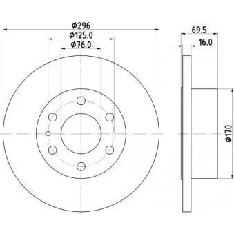 Jeu de 2 disques de frein arrière HELLA 8DD 355 117-171