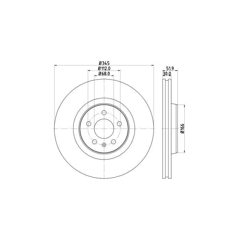 Jeu de 2 disques de frein avant HELLA 8DD 355 117-181