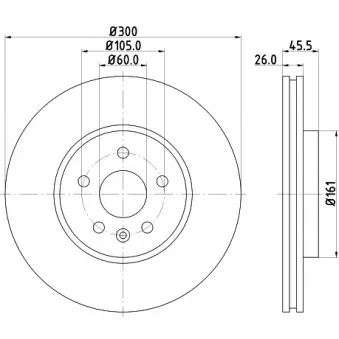 Jeu de 2 disques de frein avant HELLA 8DD 355 118-391