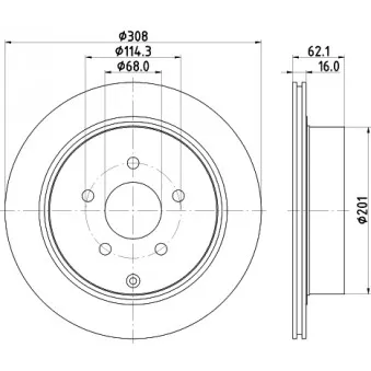 Jeu de 2 disques de frein arrière HELLA 8DD 355 118-811
