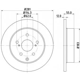 Jeu de 2 disques de frein arrière HELLA 8DD 355 118-881