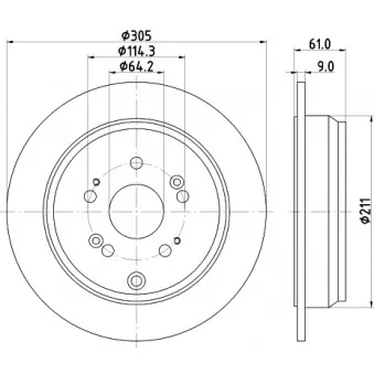 Jeu de 2 disques de frein arrière HELLA 8DD 355 118-901