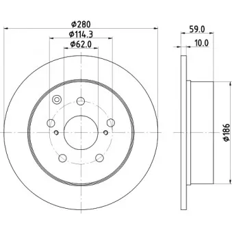 Jeu de 2 disques de frein arrière HELLA 8DD 355 119-121