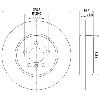 Jeu de 2 disques de frein arrière HELLA 8DD 355 119-281