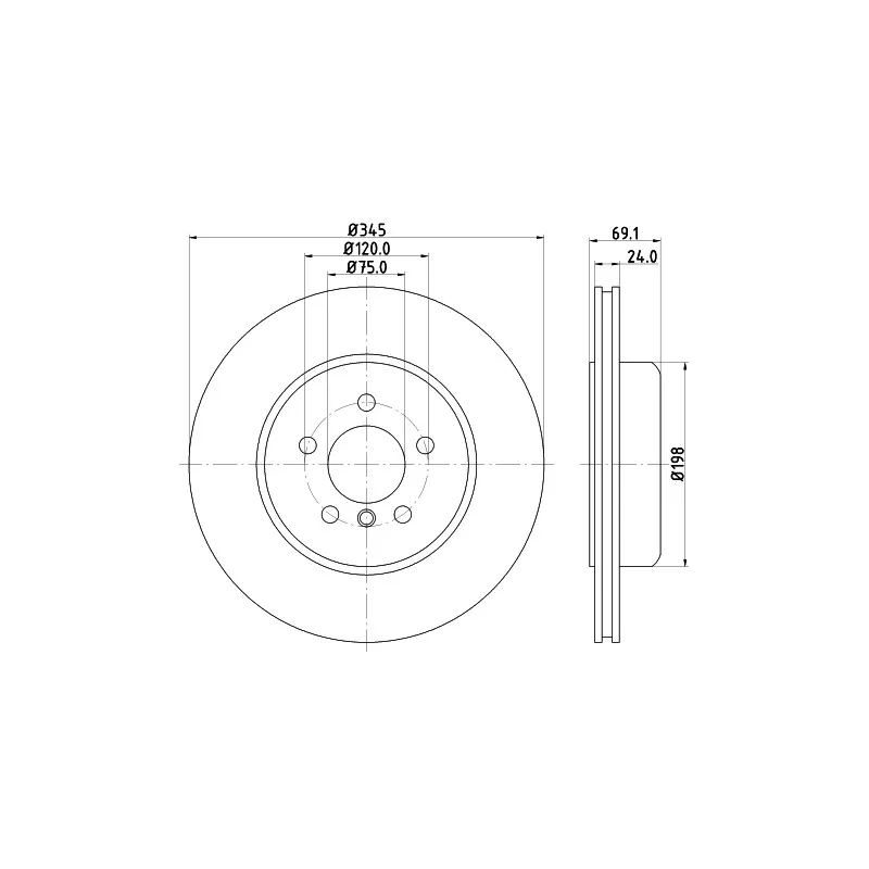 Jeu de 2 disques de frein arrière HELLA 8DD 355 119-281
