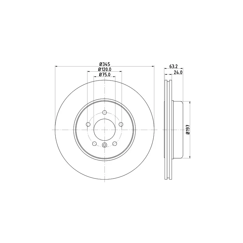 Jeu de 2 disques de frein arrière HELLA 8DD 355 119-341
