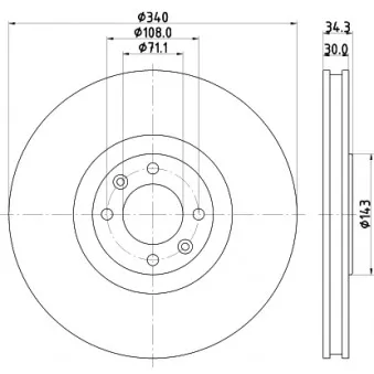 Jeu de 2 disques de frein avant HELLA 8DD 355 119-641