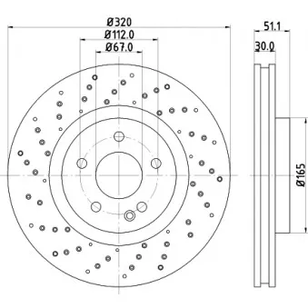 Jeu de 2 disques de frein avant HELLA 8DD 355 120-351