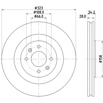 Jeu de 2 disques de frein avant HELLA 8DD 355 120-401