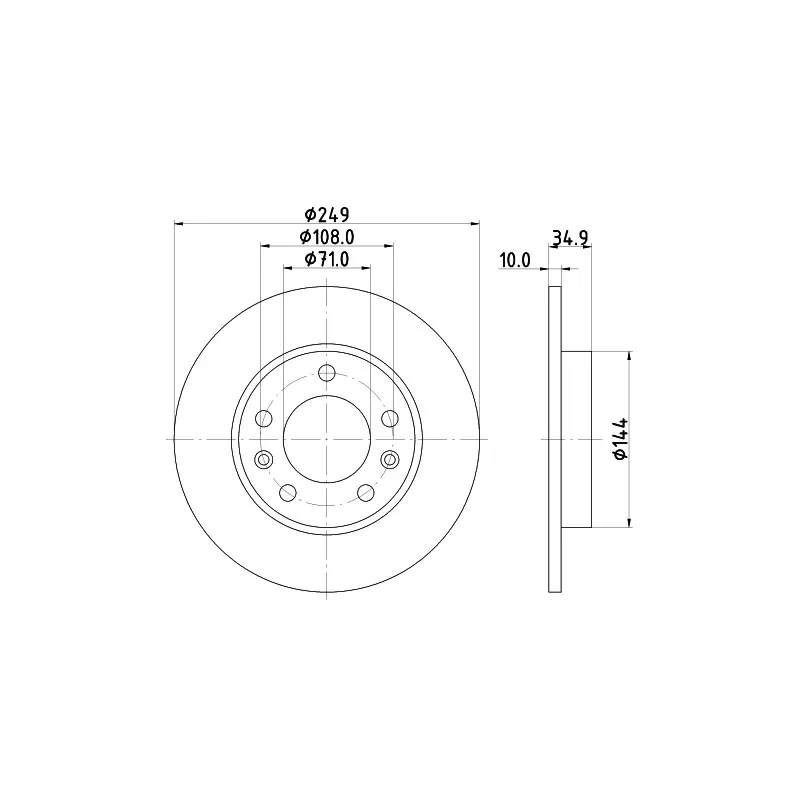 Jeu de 2 disques de frein arrière HELLA 8DD 355 120-581 - Visuel 1