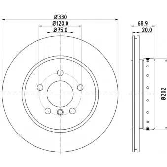 Jeu de 2 disques de frein arrière HELLA 8DD 355 120-671