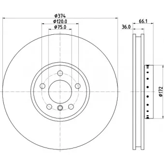 Disque de frein avant droit HELLA 8DD 355 120-711