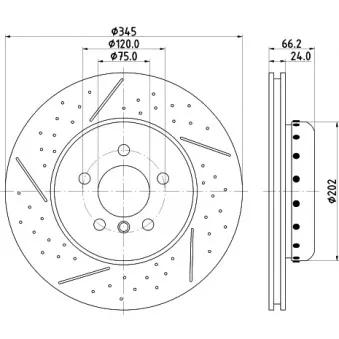 Jeu de 2 disques de frein arrière HELLA 8DD 355 120-781