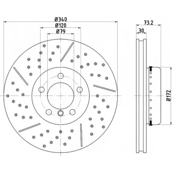 Jeu de 2 disques de frein avant HELLA 8DD 355 120-821