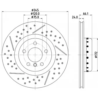 Jeu de 2 disques de frein arrière HELLA 8DD 355 120-841