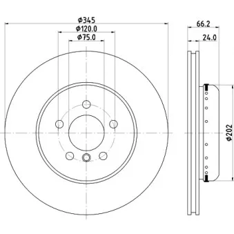 Jeu de 2 disques de frein arrière HELLA 8DD 355 120-851