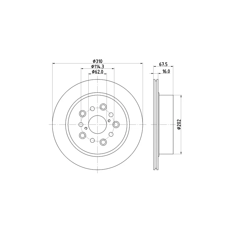 Jeu de 2 disques de frein arrière HELLA 8DD 355 122-231