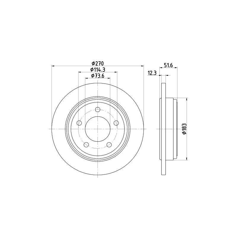 Jeu de 2 disques de frein arrière HELLA 8DD 355 122-361