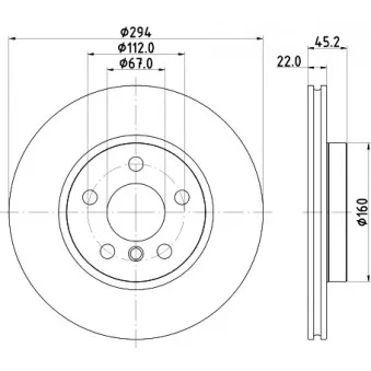 Jeu de 2 disques de frein avant HELLA 8DD 355 122-651