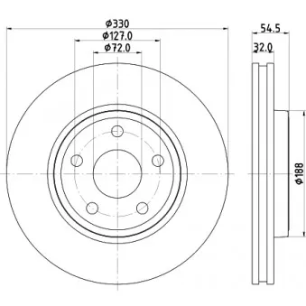Jeu de 2 disques de frein avant HELLA 8DD 355 122-681