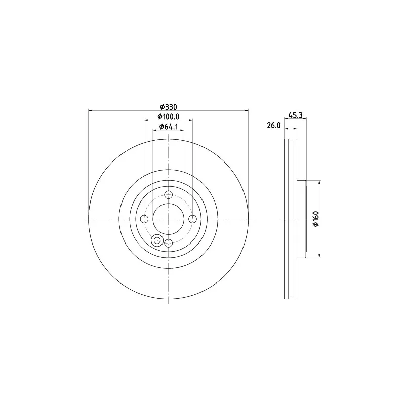Jeu de 2 disques de frein avant HELLA 8DD 355 122-731
