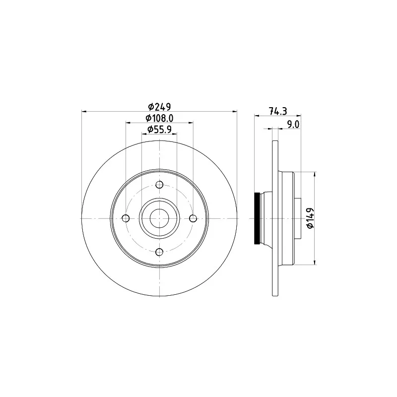 Jeu de 2 disques de frein arrière HELLA 8DD 355 123-301