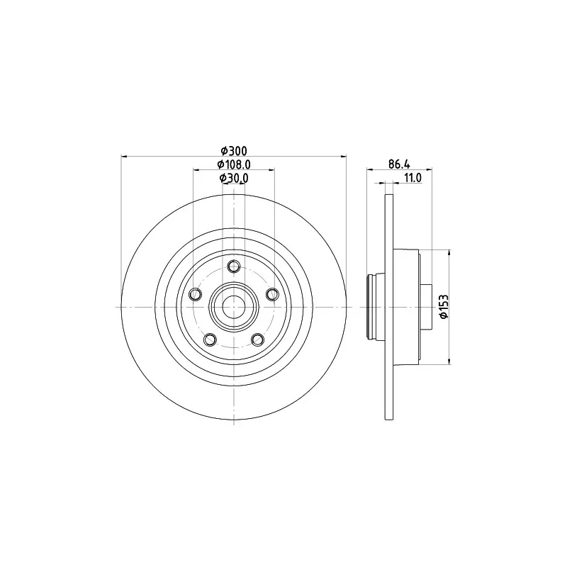 Jeu de 2 disques de frein arrière HELLA 8DD 355 123-321