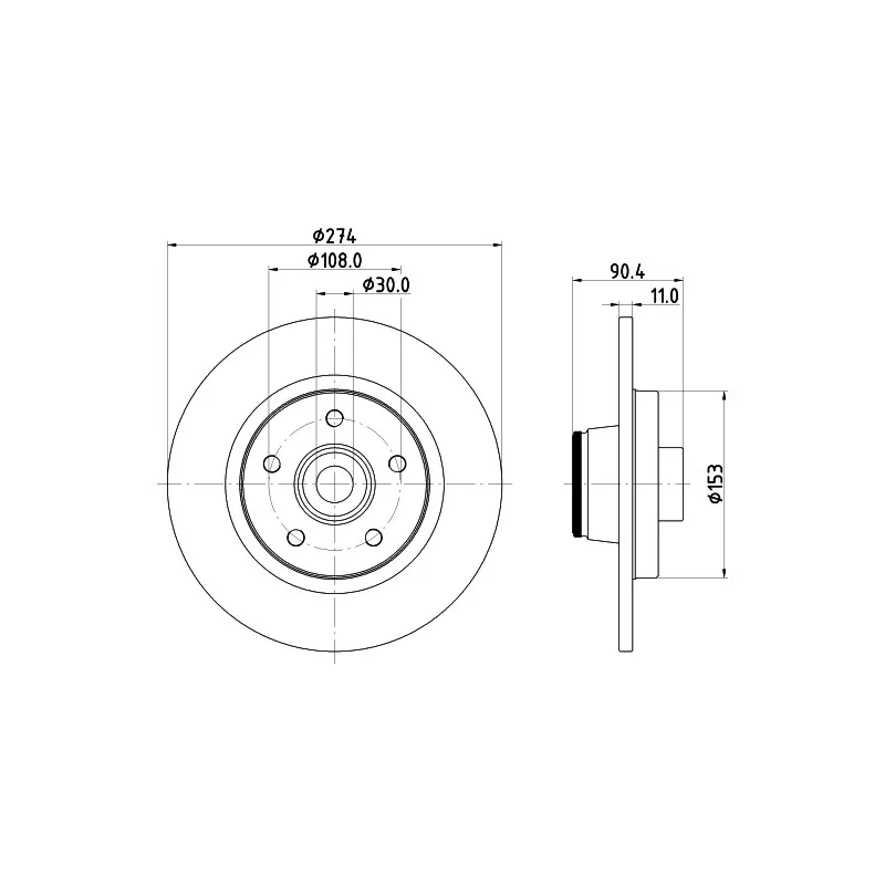 Jeu de 2 disques de frein arrière HELLA 8DD 355 123-421