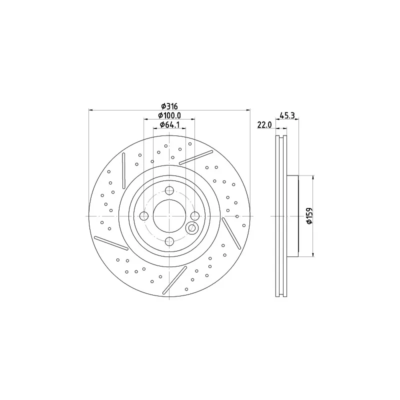 Jeu de 2 disques de frein avant HELLA 8DD 355 123-471