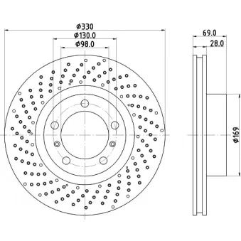 Disque de frein avant gauche HELLA 8DD 355 125-021
